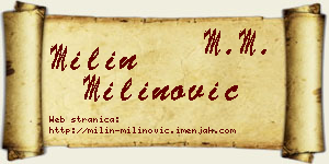 Milin Milinović vizit kartica